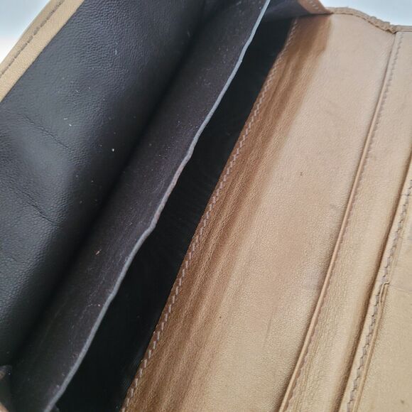 GUCCI Signature Heart Wallet Purse Leather Canvas Clutch Large Beige Tan Fair - Picture 5 of 12